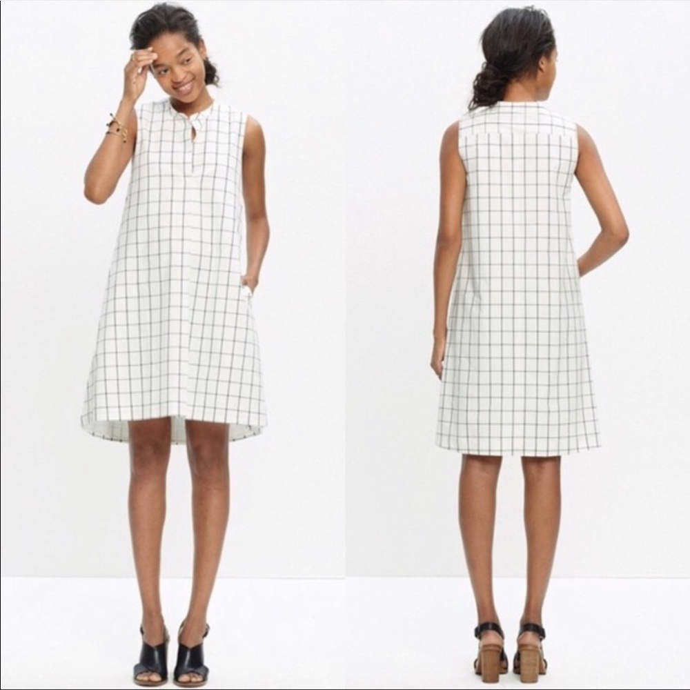 Madewell Sleeveless Windowpane Grid Shirtdress
